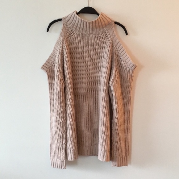 Mock Neck Cold Shoulder Sweater - Picture 1 of 4